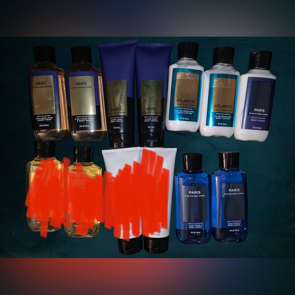 Bath and body works mens collection lotions creams body washes